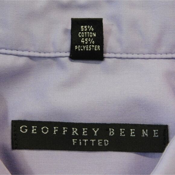 Geoffrey Beene Purple Polyester Blend Long Sleeve Button Mens 17.5 34/35 Shirt - Picture 6 of 6